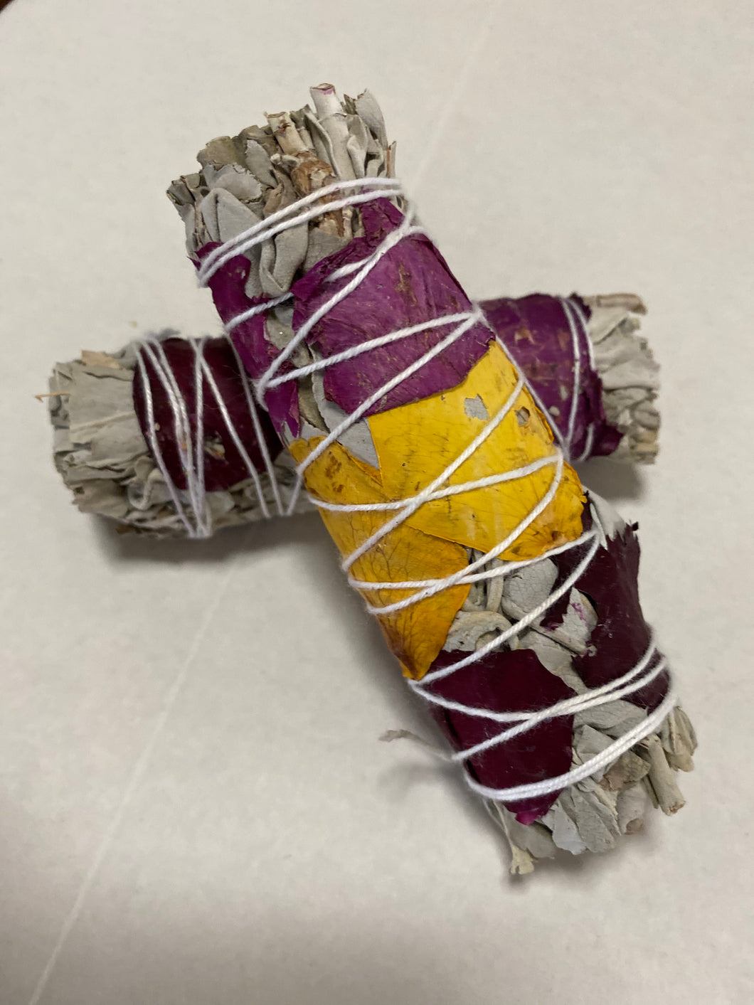 White Sage/Rose Petals smudge sticks
